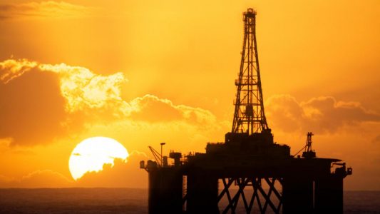 Oil Rig at Sunset - hoseco